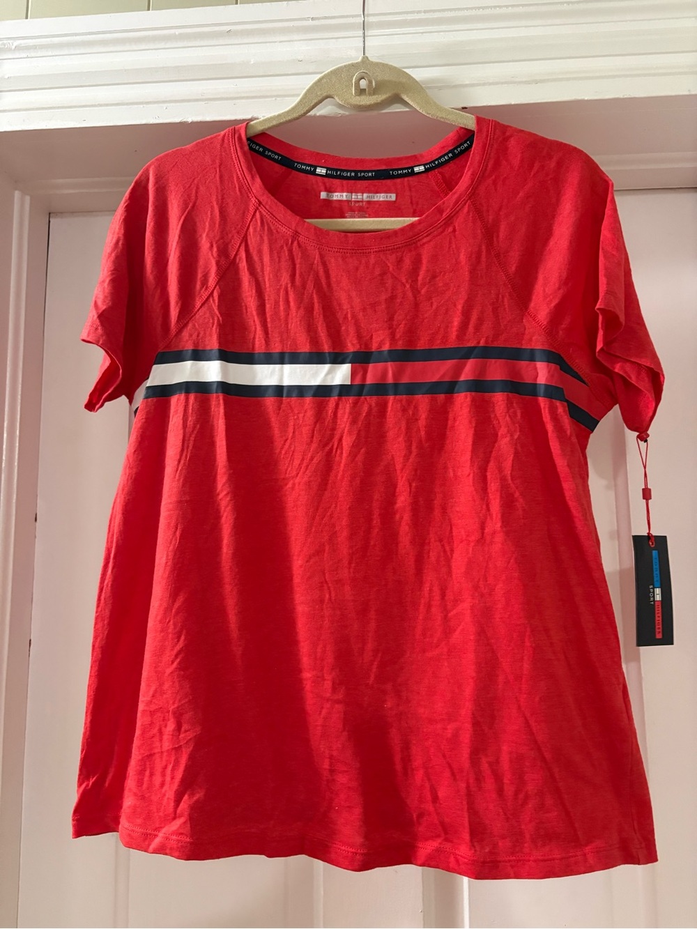 Tommy Hilfiger Boys Red Short Sleeve Shirt Size Medium